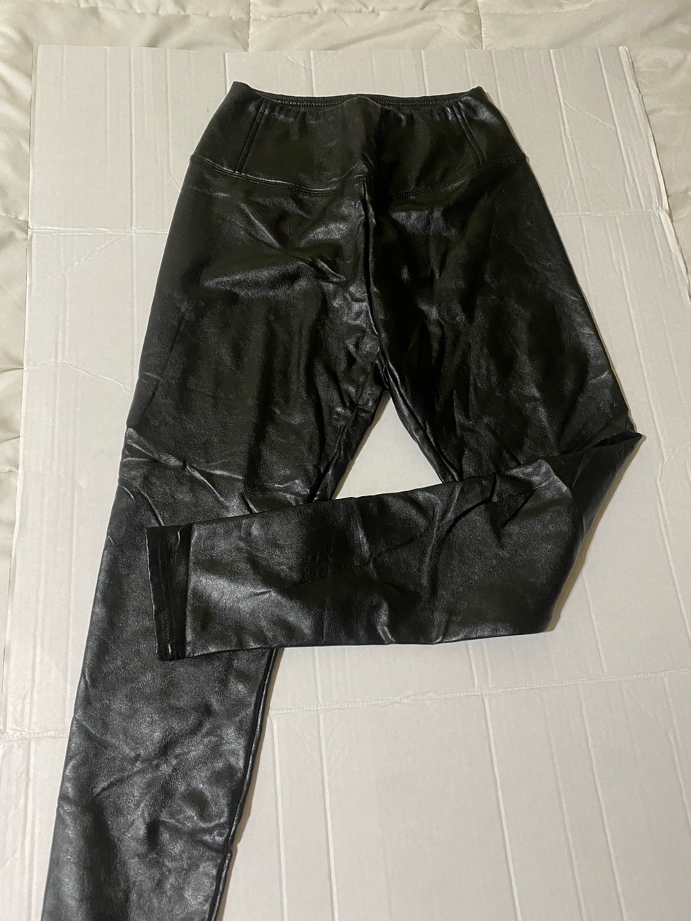 Women Black Faux Leather Slim Stretch Pants